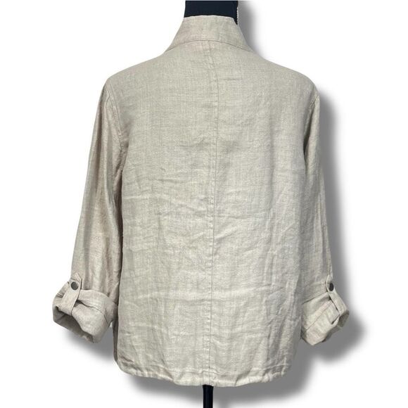 C&C California Linen Button Front Shacket Shirt Jacket Oatmeal Beige Size Med - Picture 5 of 10